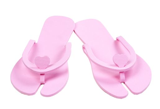 Pink Slippers Pedicure isolated on white background
