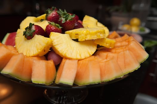 Fresh fruits composition on the plate