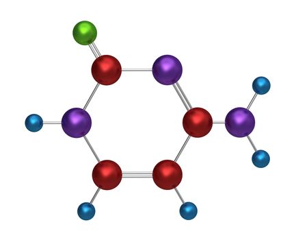 Molecule of cytosine, key component in the formation of stable DNA and RNA molecules, 3d model