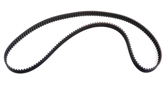 Timing belt, internal part of car engines, isolated on white background