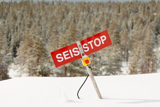 Stop button on the ski slopes