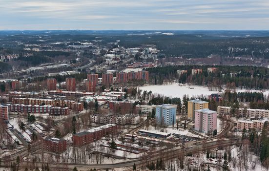 view from the tower to the northern city of Jyväskylä, Finland