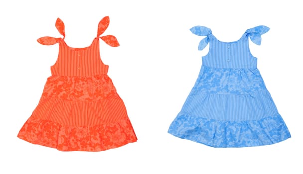 Collage of two children's summer dress on a white background