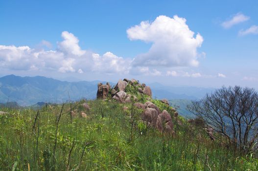 rocks on the mountaintop of chinese Nanning ridge