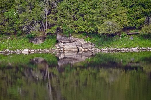 Rocky shore of French River, Ontario Canada