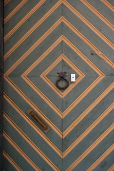 Bright vivid beautiful colorful traditional geometric classical front wooden door Denmark