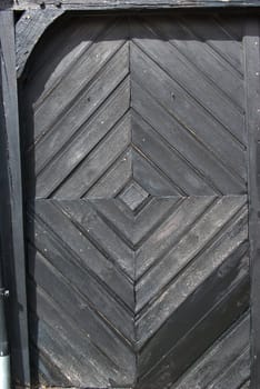 Bright vivid beautiful black painted traditional geometric classical front wooden door Denmark