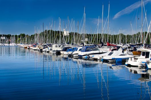 Yachts and boats in the harbor Oslo, Norway