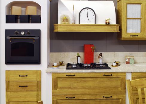 New modern wooden kitchen with appliance