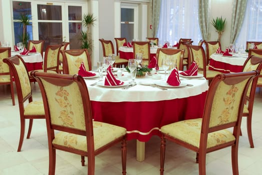 Restaurant lunchroom ready for ceremony