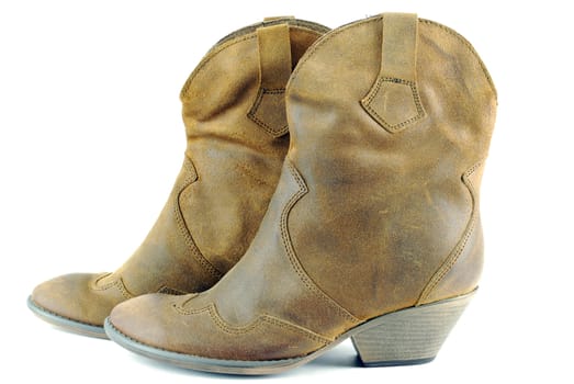 Woman cowboy brown leather boots