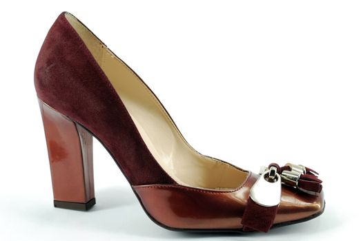Woman red shoe on white background