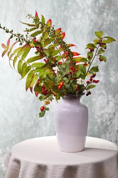 Still life with autumn Leaves and Berries 