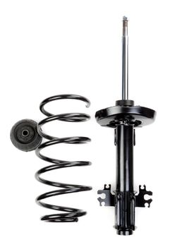 Set shock absorber with spring and thrust bearing. Isolate on white
