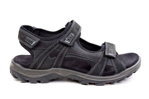 Male black suede sandal isolated over white