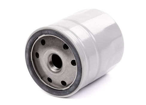 original oil filter car, a gray body. Isolate on white.