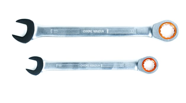 Pair of spanners, isolated on a white background