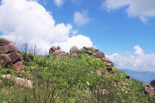 rocks on the mountaintop of chinese Nanning ridge