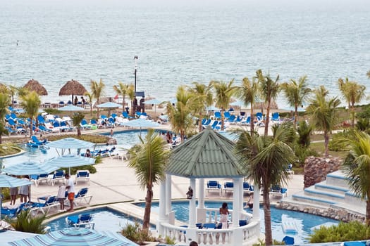 Tropical beach resort view on the pacific ocean