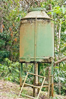 Abandoned water tank in the jungle in Panama