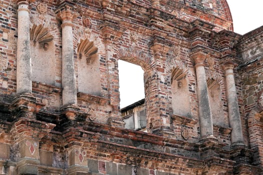 Panama city Casco viejo old church frontal wall