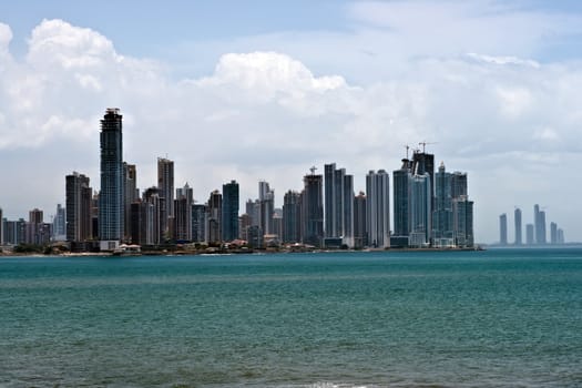 Panama city view on downtown highrise buildings