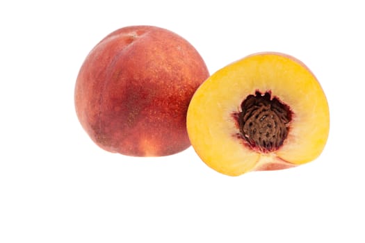 Peach and half peach image on white background