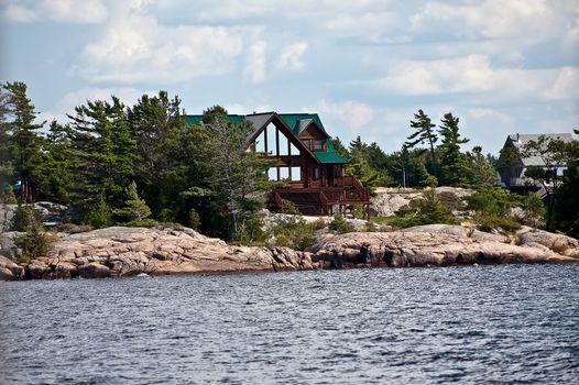 Vacation houses on Georgian bay shore line