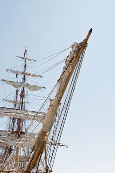 MAst and sail detail of Tall sail ship