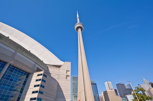 TORONTO, Canada, CN tower, Toronto, Ontario, Canada with skydome