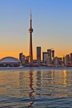 Toronto city sunset view from center island