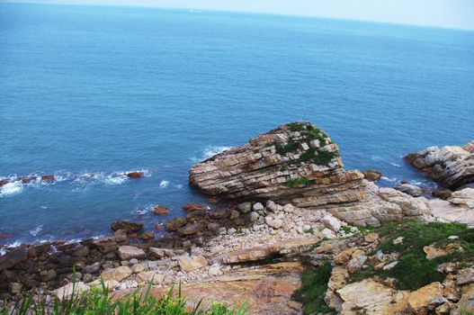 seaside with great rocks at chinese city Hongkong