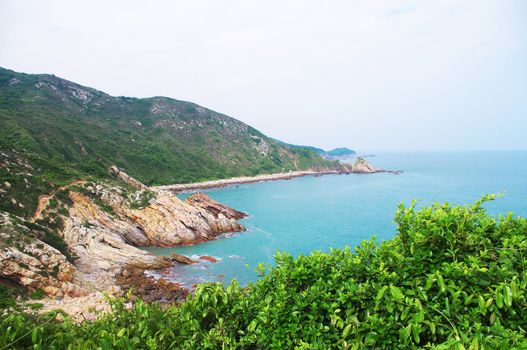seaside with great rocks at chinese city Hongkong