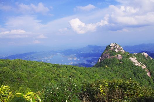 rocks on the mountaintop of chinese Nanning ridge