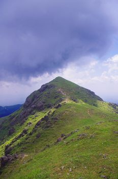 clouds around the mountaintop of chinese nanling ridge