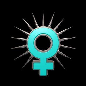 female symbol with prickles on black background - 3d illustration