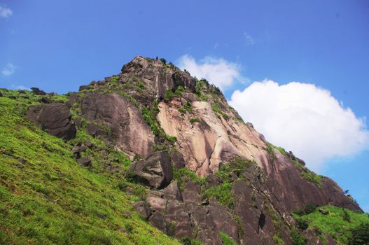 cliff under the bule sky of chinese Nanling ridge