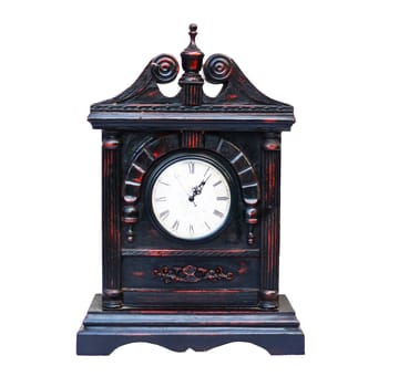 Antique wood clock isolated