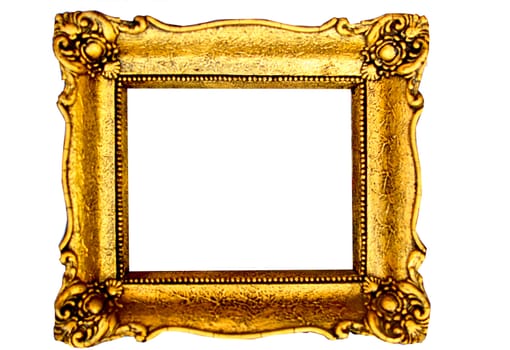 Gold frame isolated white background