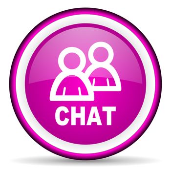 chat violet glossy icon on white background