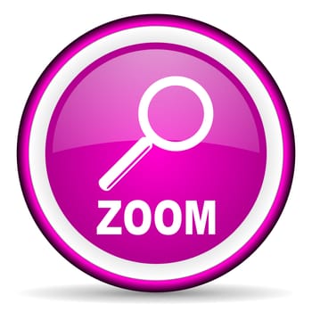 zoom violet glossy icon on white background