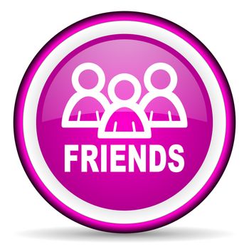 friends violet glossy icon on white background