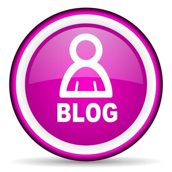 blog violet glossy icon on white background