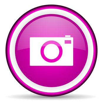 camera violet glossy icon on white background