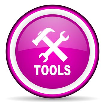 tools violet glossy icon on white background