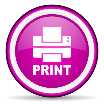 print violet glossy icon on white background