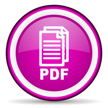 pdf violet glossy icon on white background