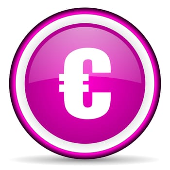 euro violet glossy icon on white background