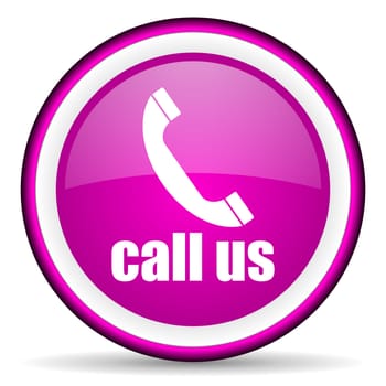 call us violet glossy icon on white background