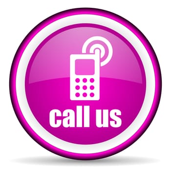 call us violet glossy icon on white background